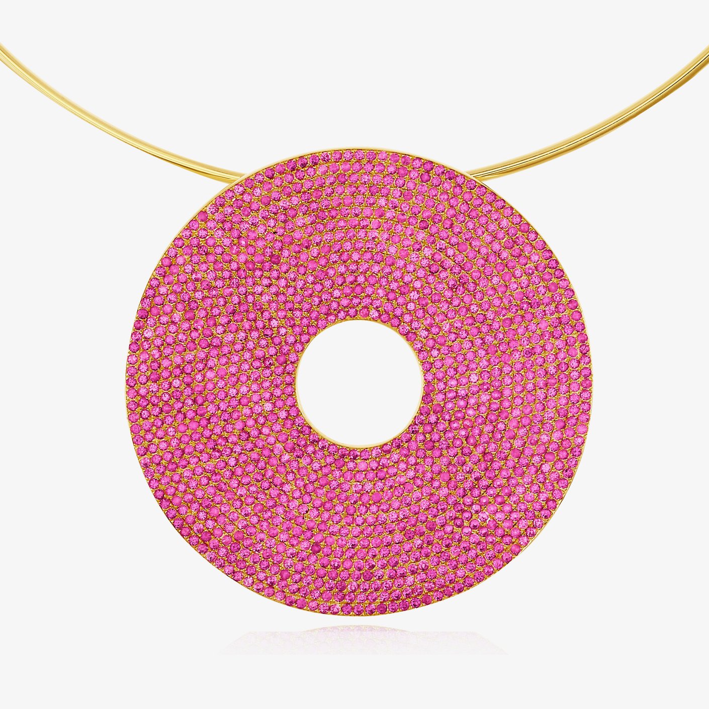Pink Sapphire Circle Necklace